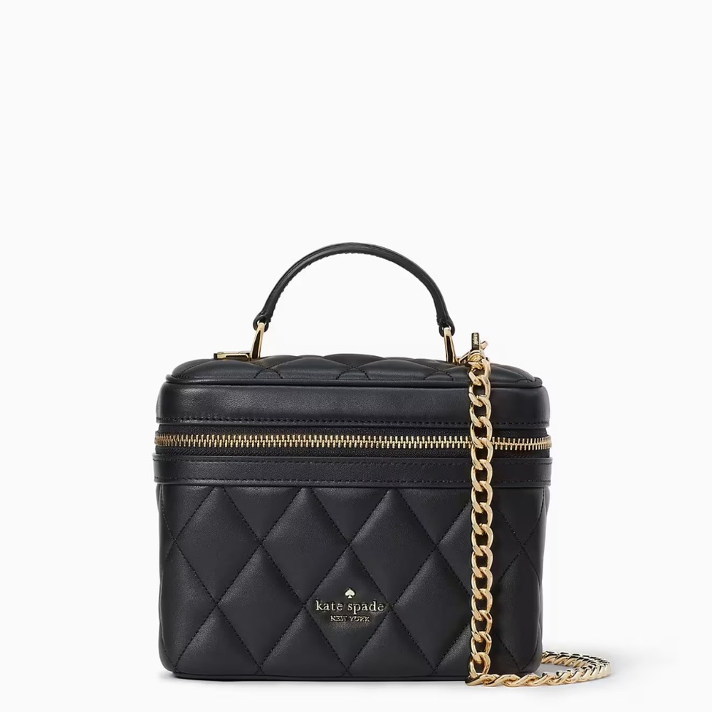 ♠️Kate Spade Carey Quilted Leather Trunk Crossbody, Black NWT